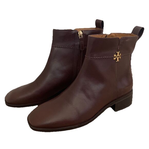 New Women's Tory Burch Everly Logo Brown Ankle Boot’s Size 7.5 - Picture 3 of 4